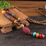Buddha Stones Tibetan Wenge Wood Bodhi Seed Agate Balance Peace Necklace Pendant (Extra 40% Off | USE CODE: FS40)