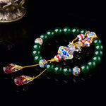 Buddha Stones Natural Green Agate Wrist Mala Success Charm Pocket Mala Car Decoration
