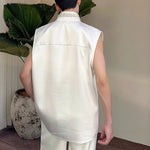 Handmade Pearl Embroidered Jacquard Stand Collar Vest