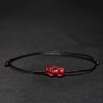 Buddha Stones Handmade Plum Blossom Four Leaf Clover PiXiu Lotus Koi Fish Cinnabar Blessing Braid Bracelet