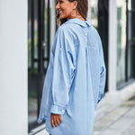 Zeagoo Long Cuffed Sleeve Shirts Button Down V Neck Blouse Loose Fitting Tops