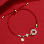Buddha Stones "Wishing You Peace and Protection" Jade Red Rope Bracelet Includes Gift Message Card