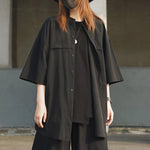 Collarless Thin Loose Short-sleeved Shirt