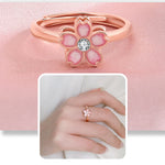 Buddha Stones 925 Sterling Silver Cherry Blossom Blessing Chain Bracelet Rotatable Ring