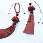 Buddha Stones Tibetan Small Leaf Red Sandalwood Lotus Luck Protection Tassel Decoration (Extra 35% Off | USE CODE: FS35)
