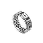 Buddha Stones Bagua Yin Yang Titanium Steel Balance Rotatable Ring