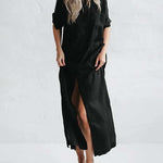 Zeagoo Women's Cotton and Linen Shirt Dress Casual Loose Maxi Dresses