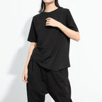 Draped Hem Pleated Patchwork T-shirt