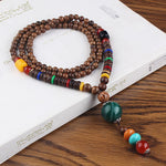 Buddha Stones Tibetan Wenge Wood Bodhi Seed Agate Balance Peace Necklace Pendant (Extra 40% Off | USE CODE: FS40)