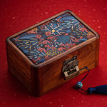 Buddha Stones Retro Handmade Floral Pattern Rosewood Jewelry Storage Box Lockable Wooden Gift Organizer Box