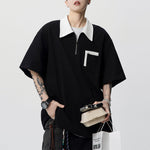 American Retro Polo Collar Loose T-shirt