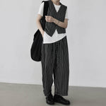Women's Striped Elastic-Waist Casual Pants