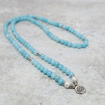 Buddha Stones Natural Amazonite Stone Healing Lotus Mala Bracelet
