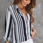 Zeagoo Long Sleeve Button Down Shirt Stripe Print Turndown Cardigan Business Shirt Regular-Fit Shirt