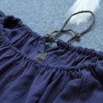 Loose Pleated Lantern Sleeve Color-block Dress