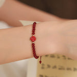 Natural Red Agate Endless Knot Four Leaf Clover Star Confidence String Bracelet