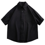 Button-down Loose Casual Black Shirt