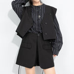 Women's Elastic-waist Layered Suiting Skirt-pants
