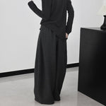 Striped Gray Loose High-waisted Thick Fleece Lining Pants