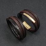 Buddha Stones Simple Design Titanium Steel Leather Luck Bracelet