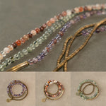 Buddha Stones Purple Phantom Red Hematoid Quartz Green Rutilated Quartz Copper Love Forgive Bracelet