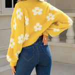 Zeagoo Women's Cute Daisy Knit Cardigan Long Sleeve Casual Flower Open Front Sweater Tops