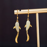 FREE Today: Luck and Healing Fish Pattern Jade Dangle Drop Earrings