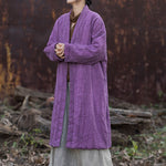Ramie Hand-tied Tie-dyed Padded Thickened Women's Long Cotton Coat