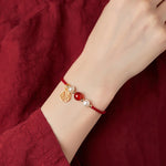 Buddha Stones 925 Sterling Silver Good Fortune Fu Character Agate Pearl Red String Braid Bracelet (Extra 30% Off | USE CODE: FS30)