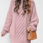 Zeagoo Women's Crewneck Long Sleeve Loose Oversized Cable Knit Chunky Pullover Short Sweater Dresses