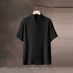 Thin Ice Silk V-Neck Button T-Shirt
