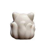 Buddha Stones Mini Nine Tailed Fox Ivory Fruit Sandalwood Green Sandalwood Blessing Decoration