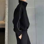 Half-zip Contrast Patchwork Stand-collar Sweatshirt