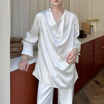 V-neck Satin Detachable Beaded Shirt