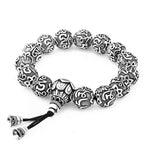 Buddha Stones Tibetan Om Mani Padme Hum Carved Alloy Beads Amulet Bracelet