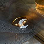 Buddha Stones Natural Tridacna Stone Moon 14K Gold Blessing Ring (Extra 30% Off | USE CODE: FS30)