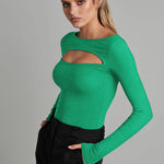 Zeagoo Cutout Long-sleeved Pitted T-shirt Bodysuits
