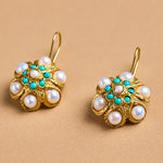 Pearl Flower Turquoise Earrings