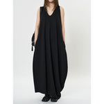 Women's Deep V Neck Asymmetric Curved Balloon Dress