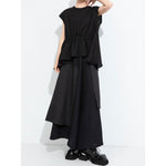 Women's Striped Spliced Elastic-waist faux Two-piece Culottes