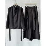 Irregular Slanted Placket Shirt and Trousers Two-piece set