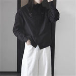 Stand-up Collar Loose Solid Color Shirt