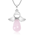 Buddha Stones Little Angel Wings Natural Crystal Luck Necklace Pendant
