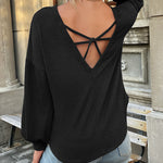 Zeagoo Long Sleeve Backless Hollow Knit Sweater for Women Casual Work Office Loose Fit 2026 | Under