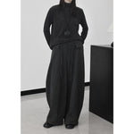 Striped Gray Loose High-waisted Thick Fleece Lining Pants