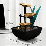 Buddha Stones Three Layers Waterfall Fountain Tabletop Lotus Ornaments With River Rocks Desktop Decoration