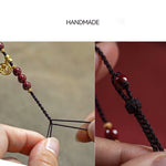 Buddha Stones Cinnabar Bead Fu Character Charm Blessing Braided String Bracelet (Extra 30% Off | USE CODE: FS30)