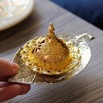 Buddha Stones Tibetan Gold Mini Leaf Coaster Meditation Incense Burner