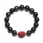 Buddha Stones Chinese Zodiac Natal Buddha Natural Black Obsidian Cinnabar Purification Bracelet (Extra 35% Off | USE CODE: FS35)