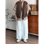 Japanese Retro Zippered Pocket Wide-Leg Pants